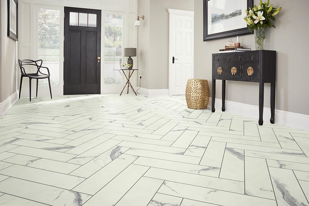 Entry Foyer Luxury Vinyl Tile Herringbone LVT -  Lexington Paint & Flooring in Lexington, SC