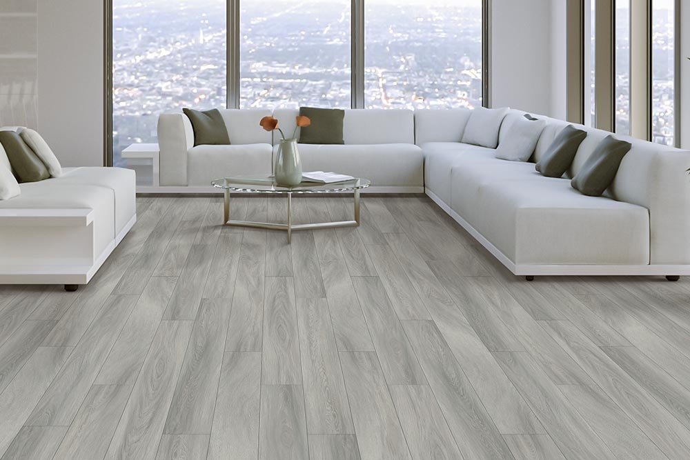 Living Room Gray Greige Luxury Vinyl Plank LVP - Lexington Paint & Flooring in Lexington, SC